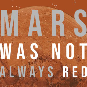 Red planet with text